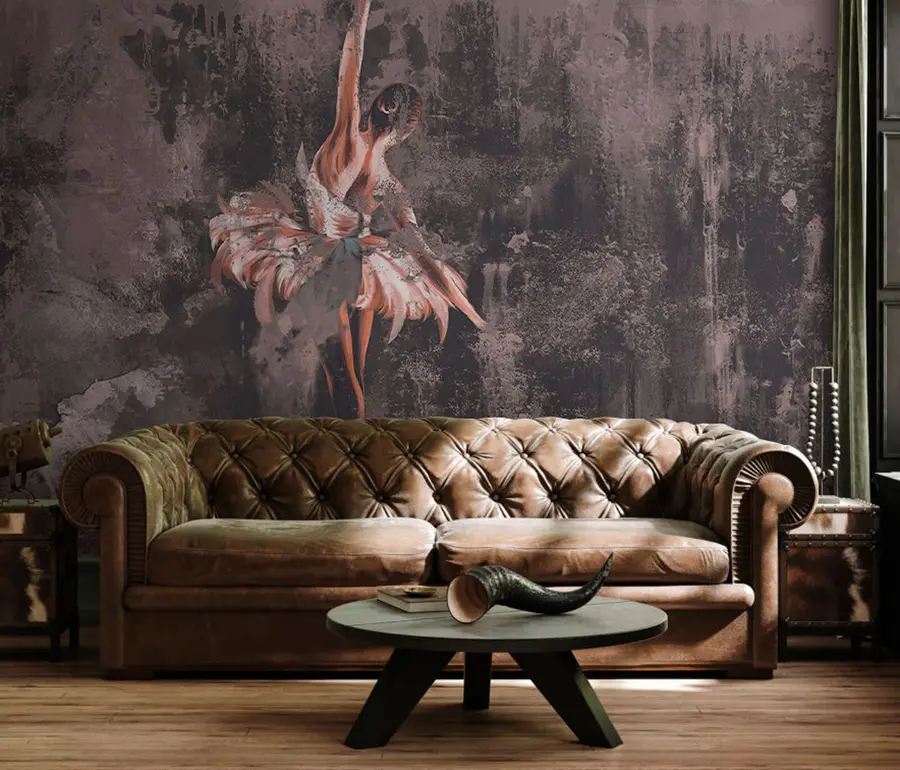 wall murals Ballerin silhouette with watercolor elements u78697