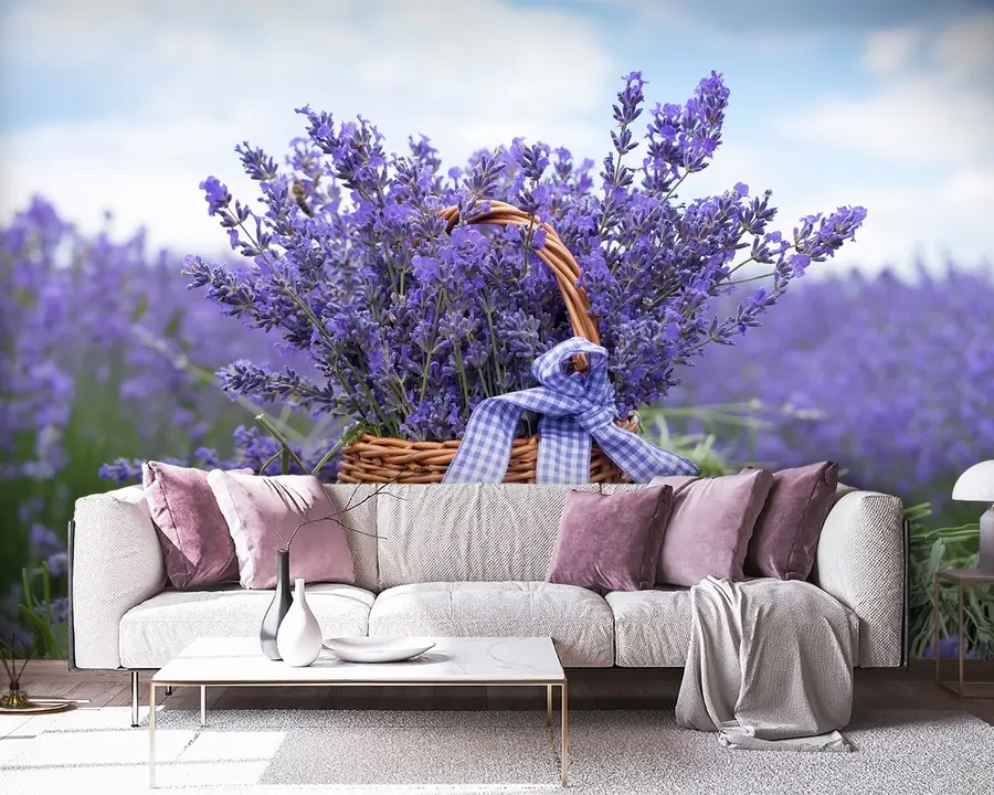wall murals Basket with lavender u92974