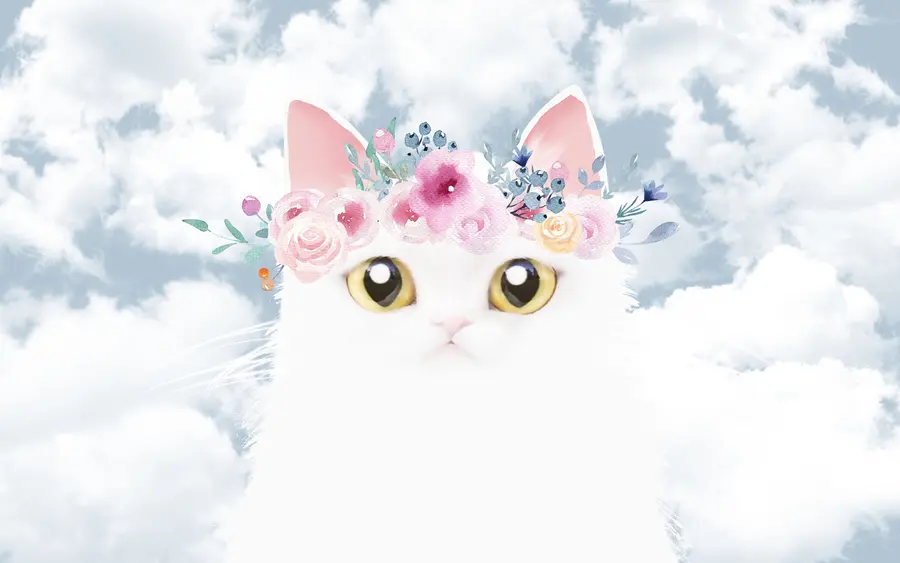 wall murals Cat, cloud and felidae u09390