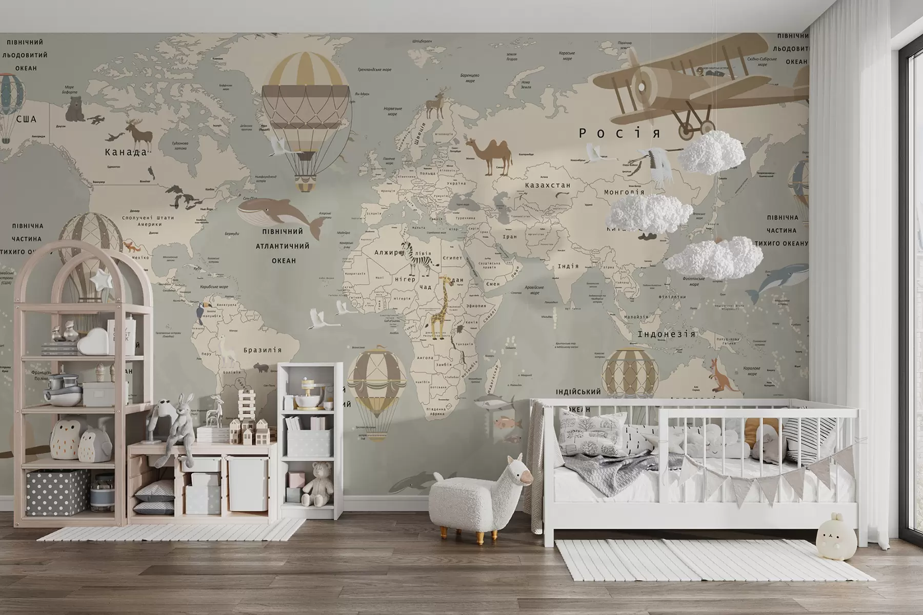 wall murals Children's map of the world, airshow u60128