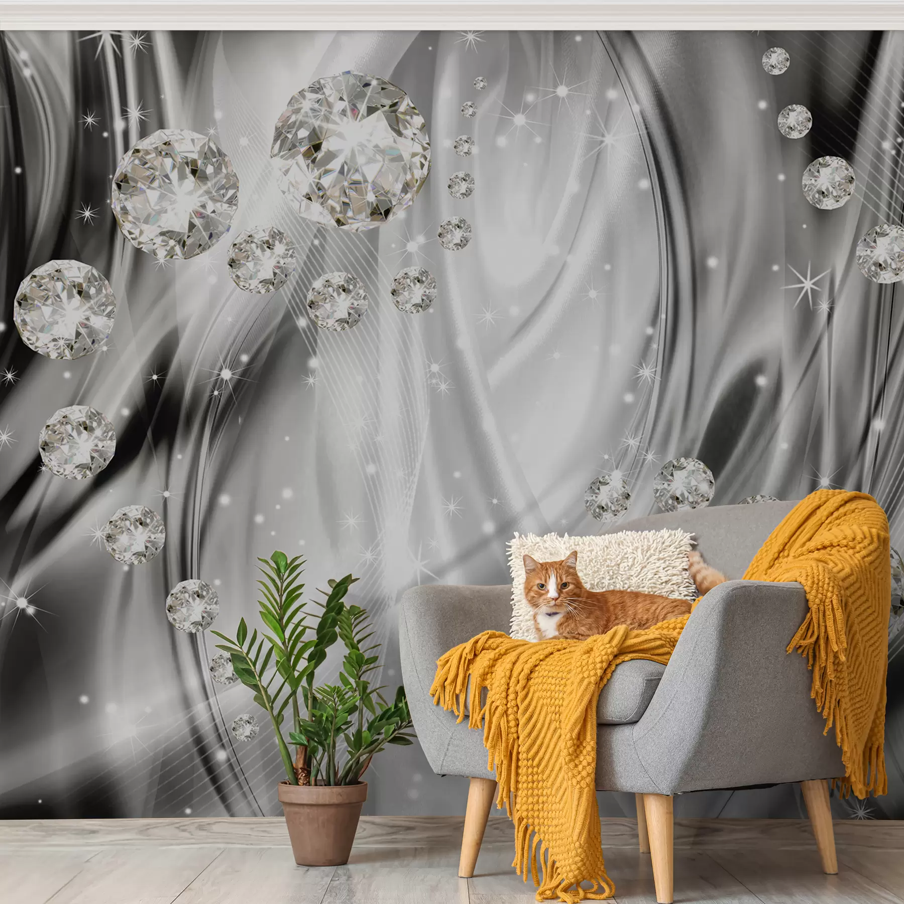 wall murals Rhinestones on a background u60387