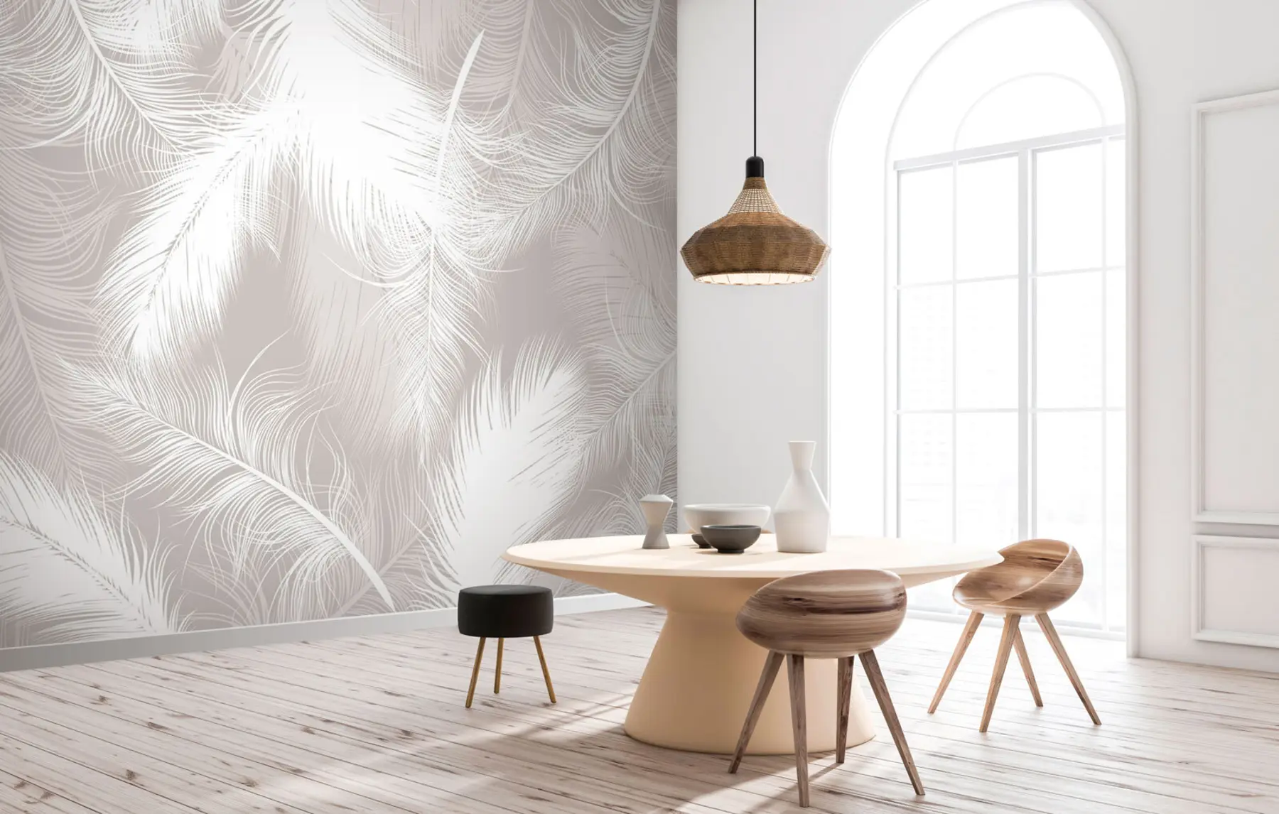 wall murals Gentle white feathers u74474