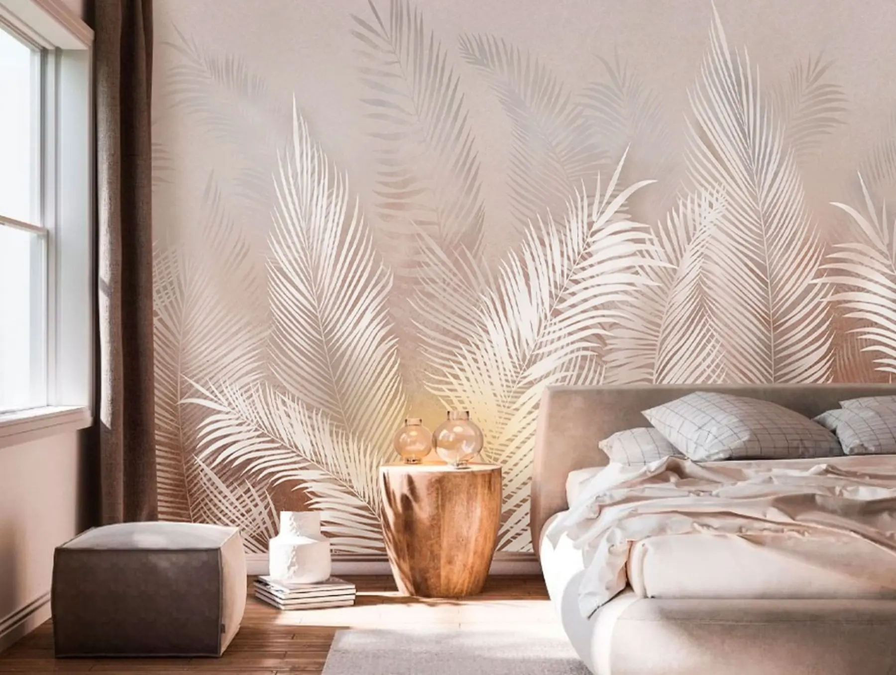 wall murals White palm trees on a brown Granzh background u74601