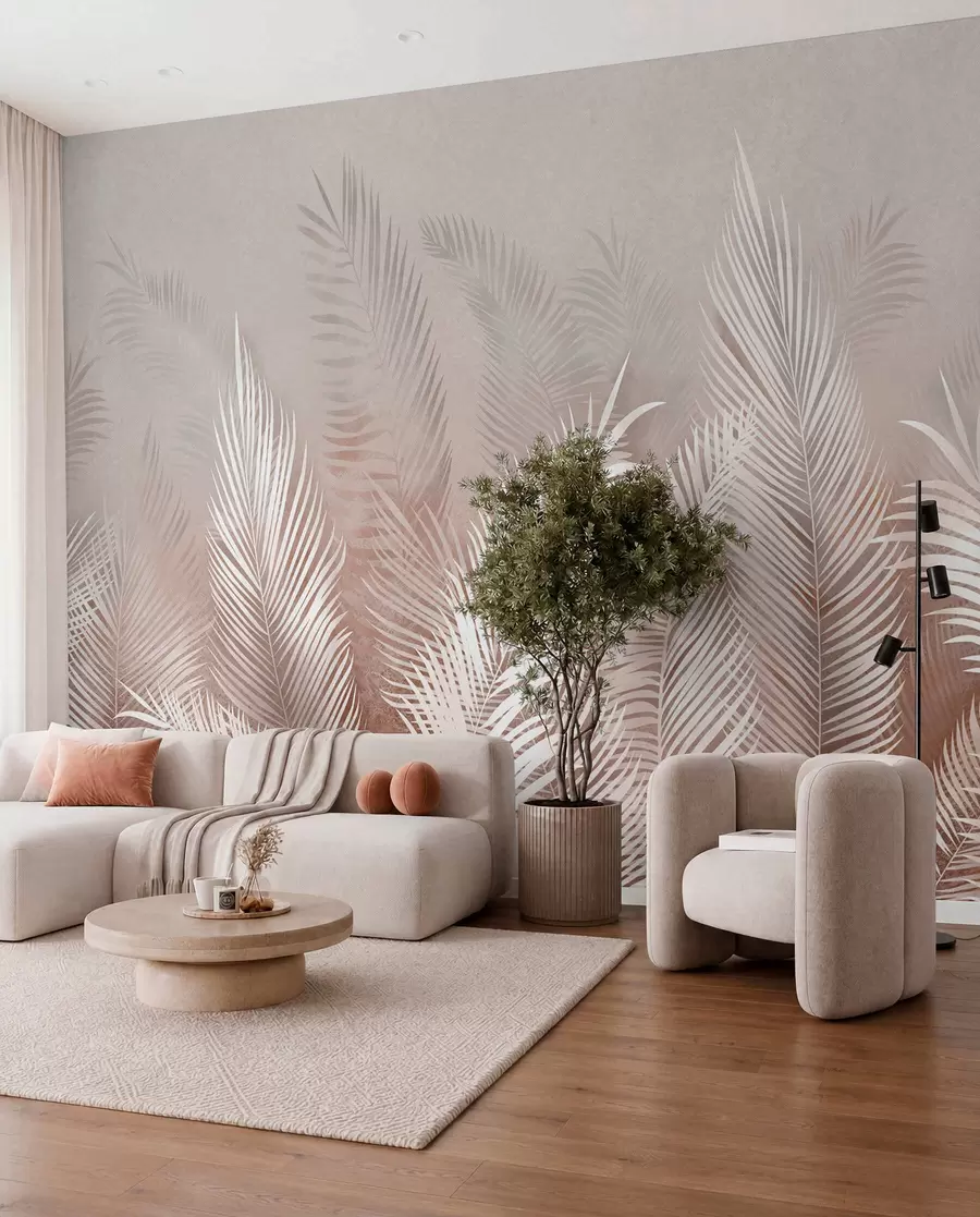 wall murals White palm trees on a brown Granzh background u74601