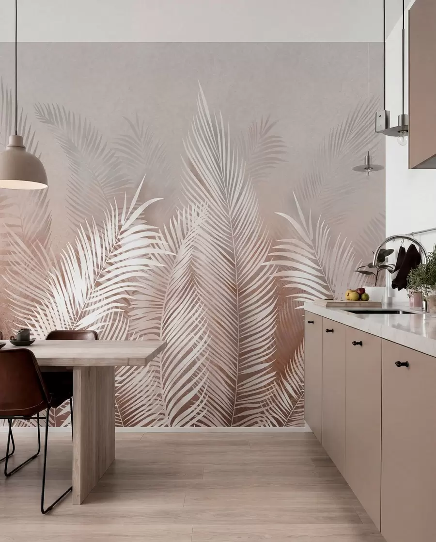 wall murals White palm trees on a brown Granzh background u74601