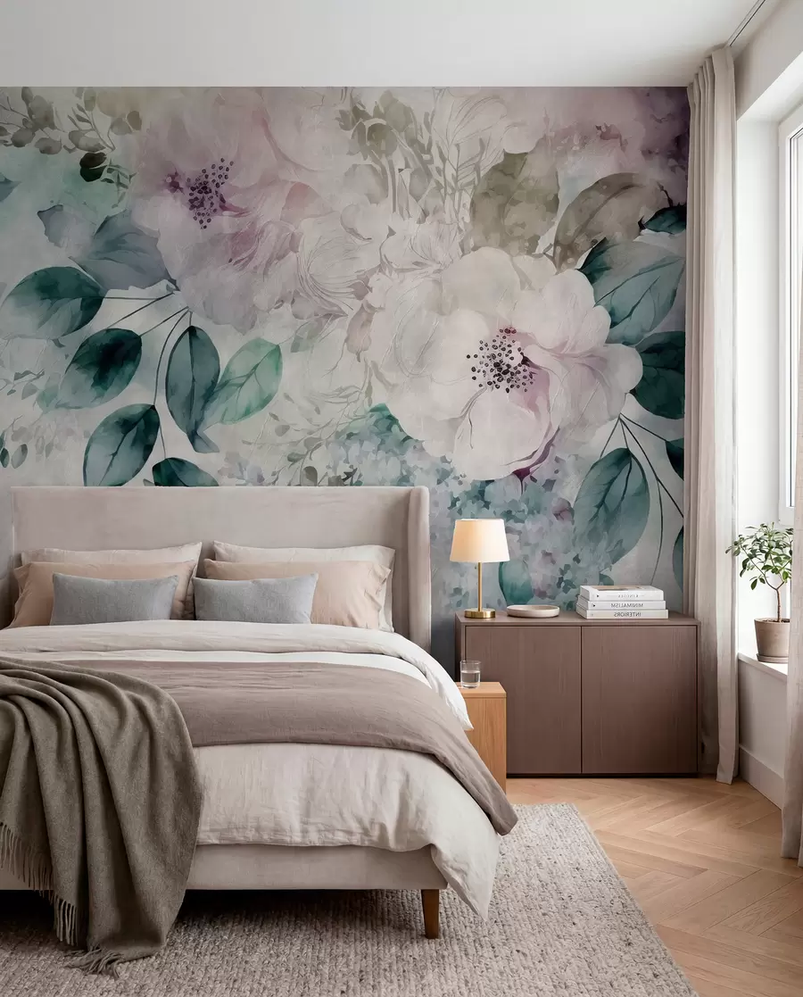 wall murals Delicate watercolor flowers u93940
