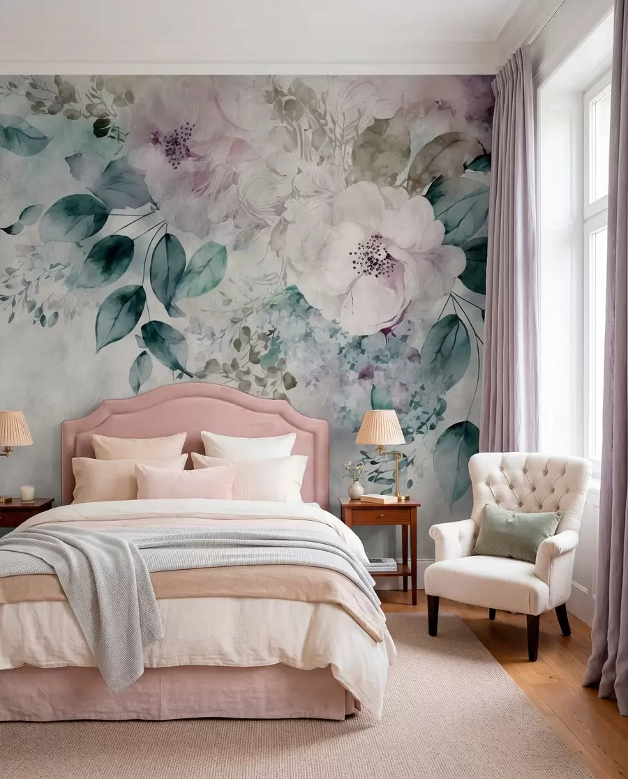 wall murals Delicate watercolor flowers u93940