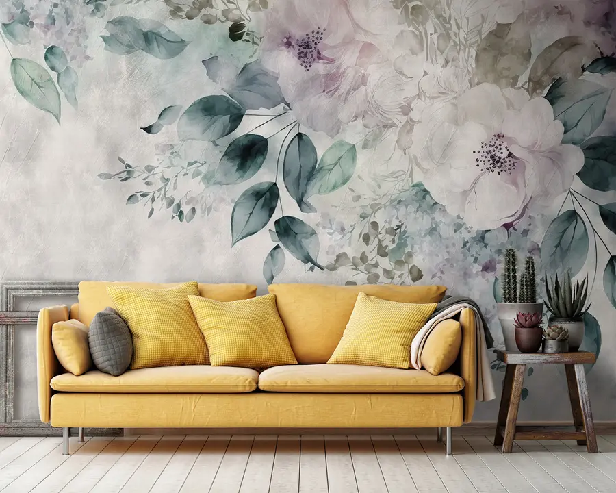 wall murals Delicate watercolor flowers u93940