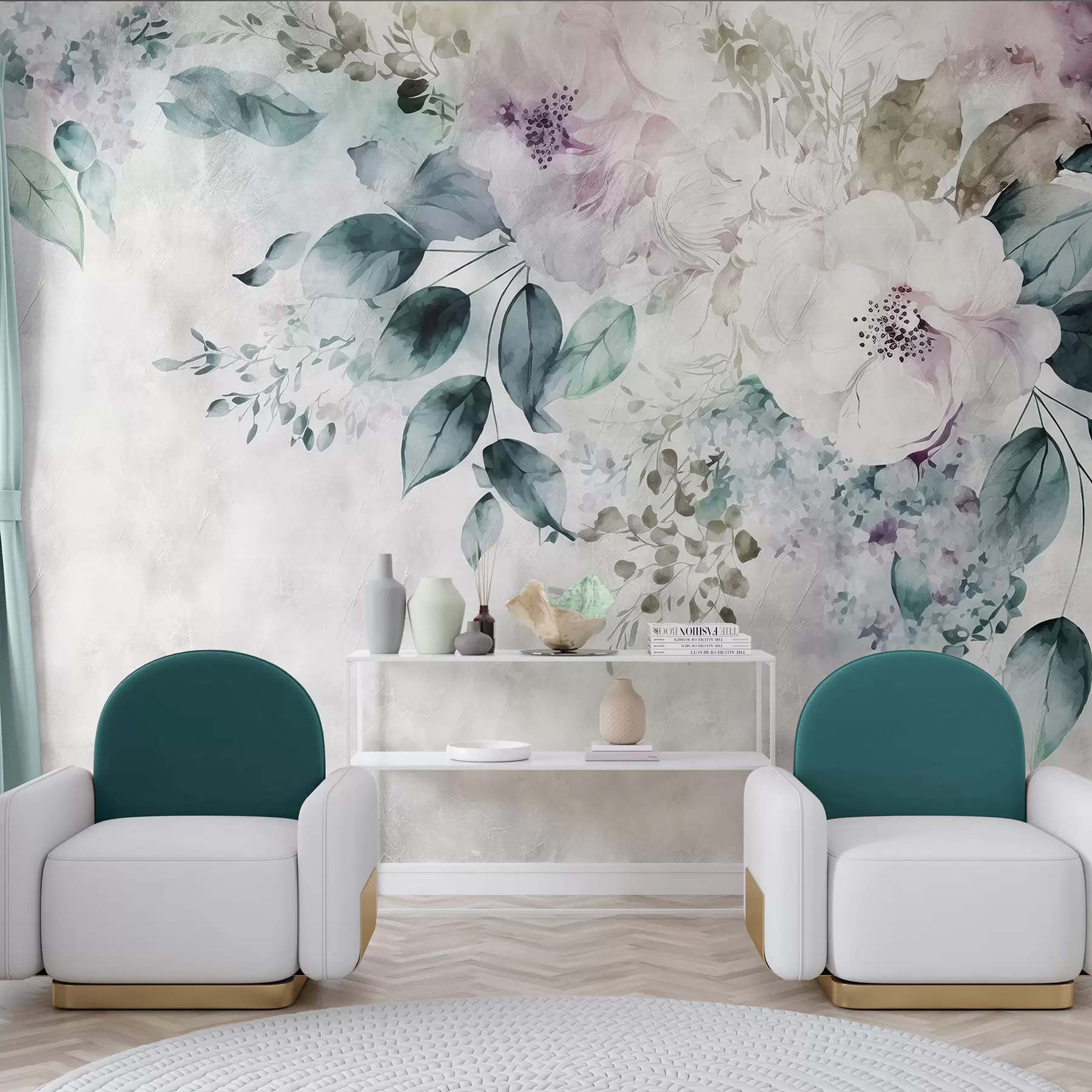 wall murals Delicate watercolor flowers u93940