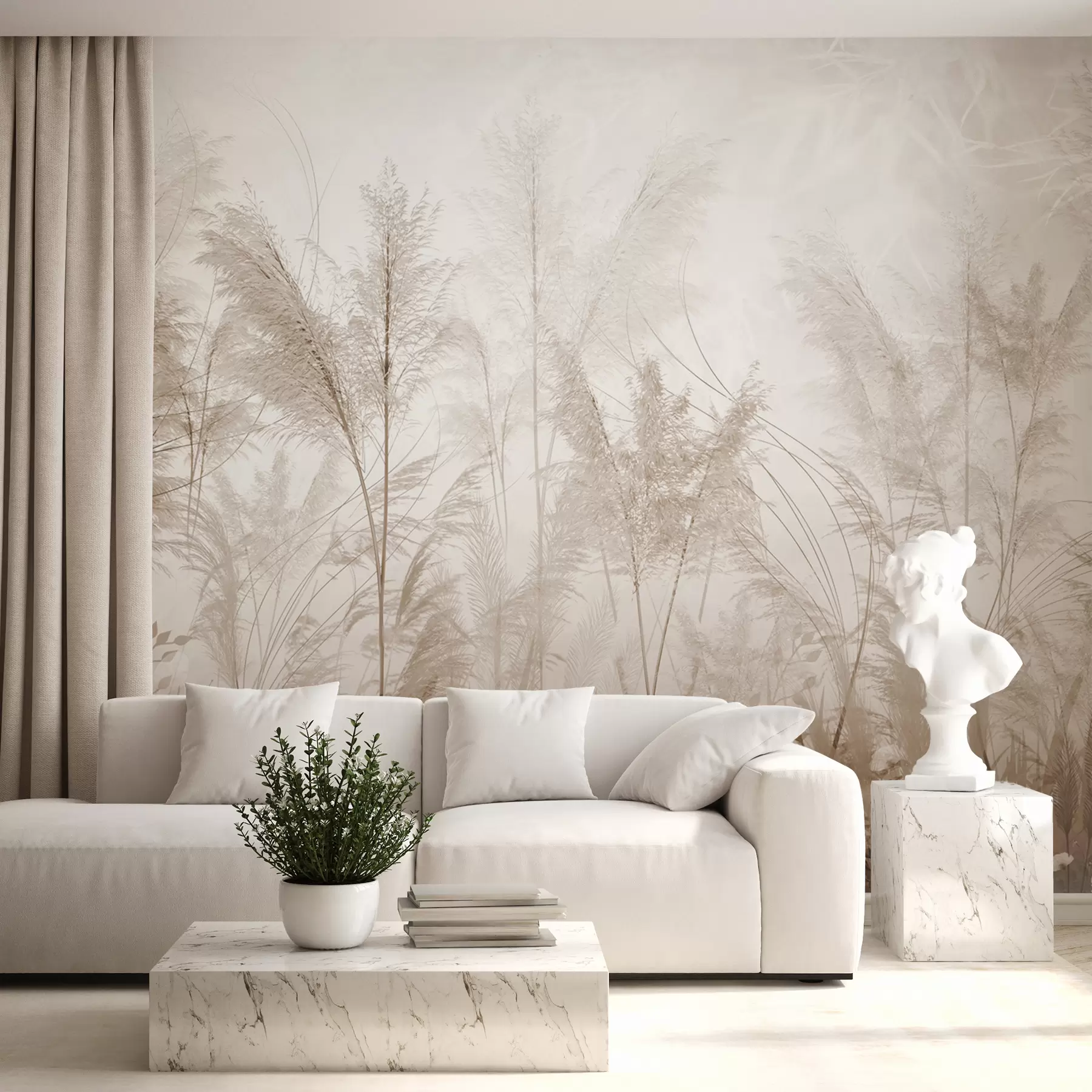 wall murals High plants in pastel colors u93903