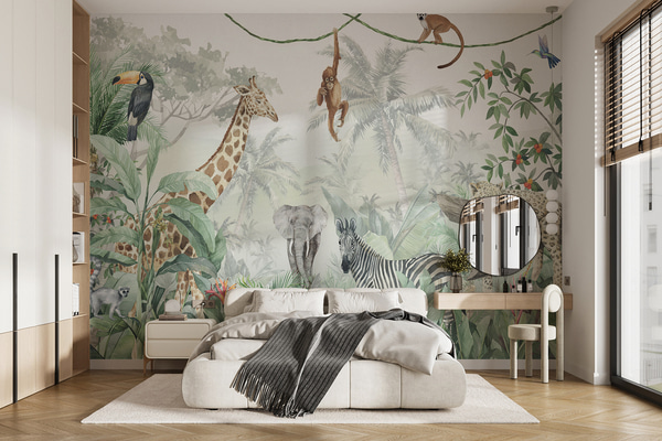 Wallpapers Panorama of jungle with animals, Wall Murals Kids, u74709 : Uwalls.ie