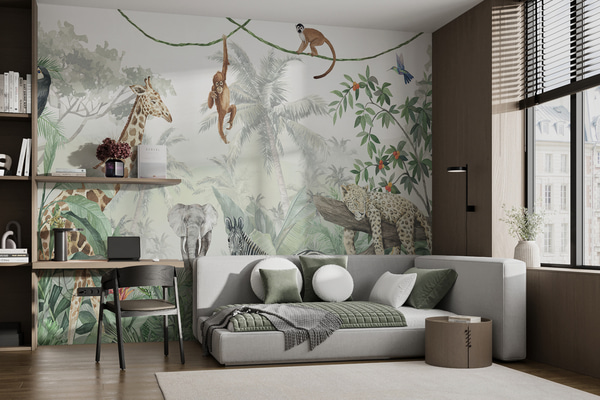 Wallpapers Panorama of jungle with animals, Wall Murals Kids, u74709 : Uwalls.ie