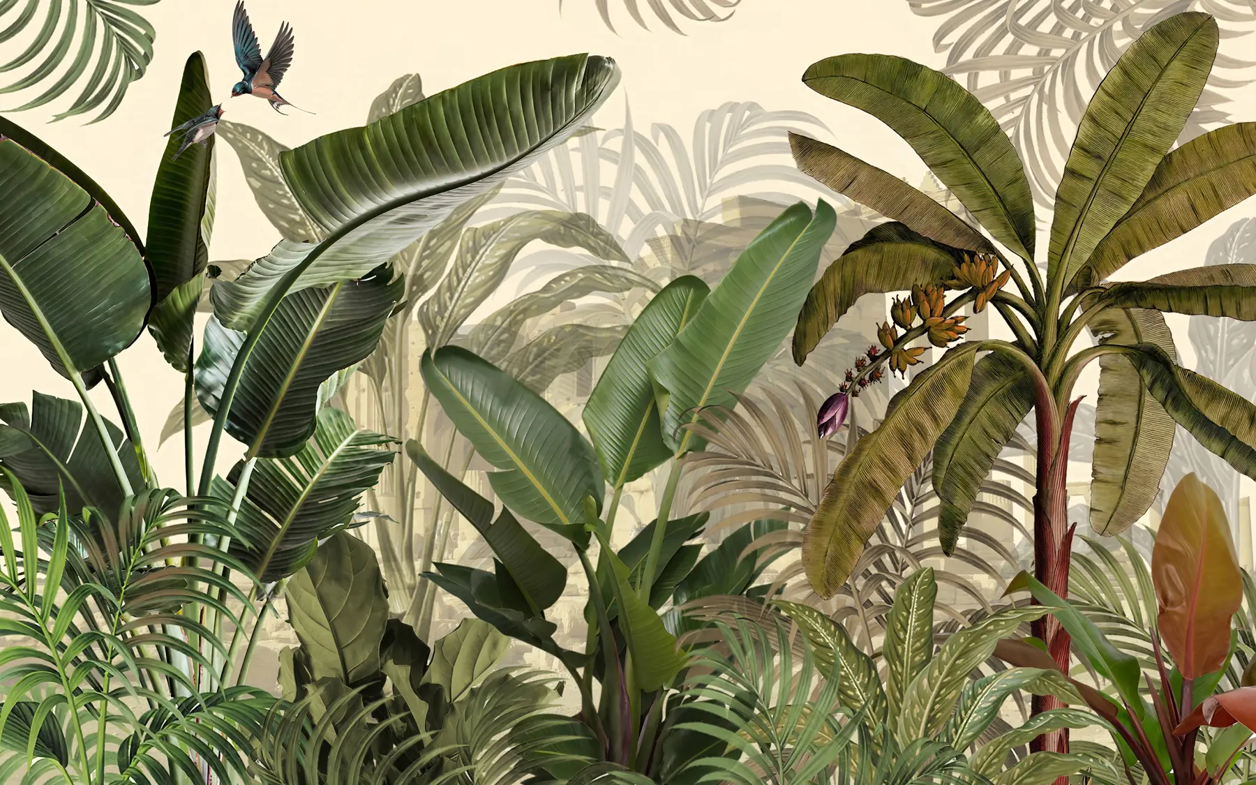 wall murals Tropical jungle and leaves u74748
