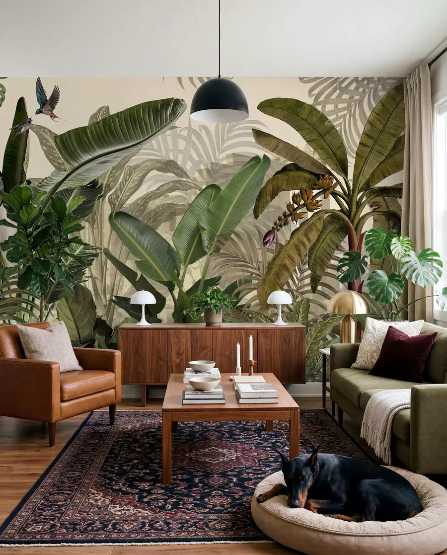 wall murals Tropical jungle and leaves u74748