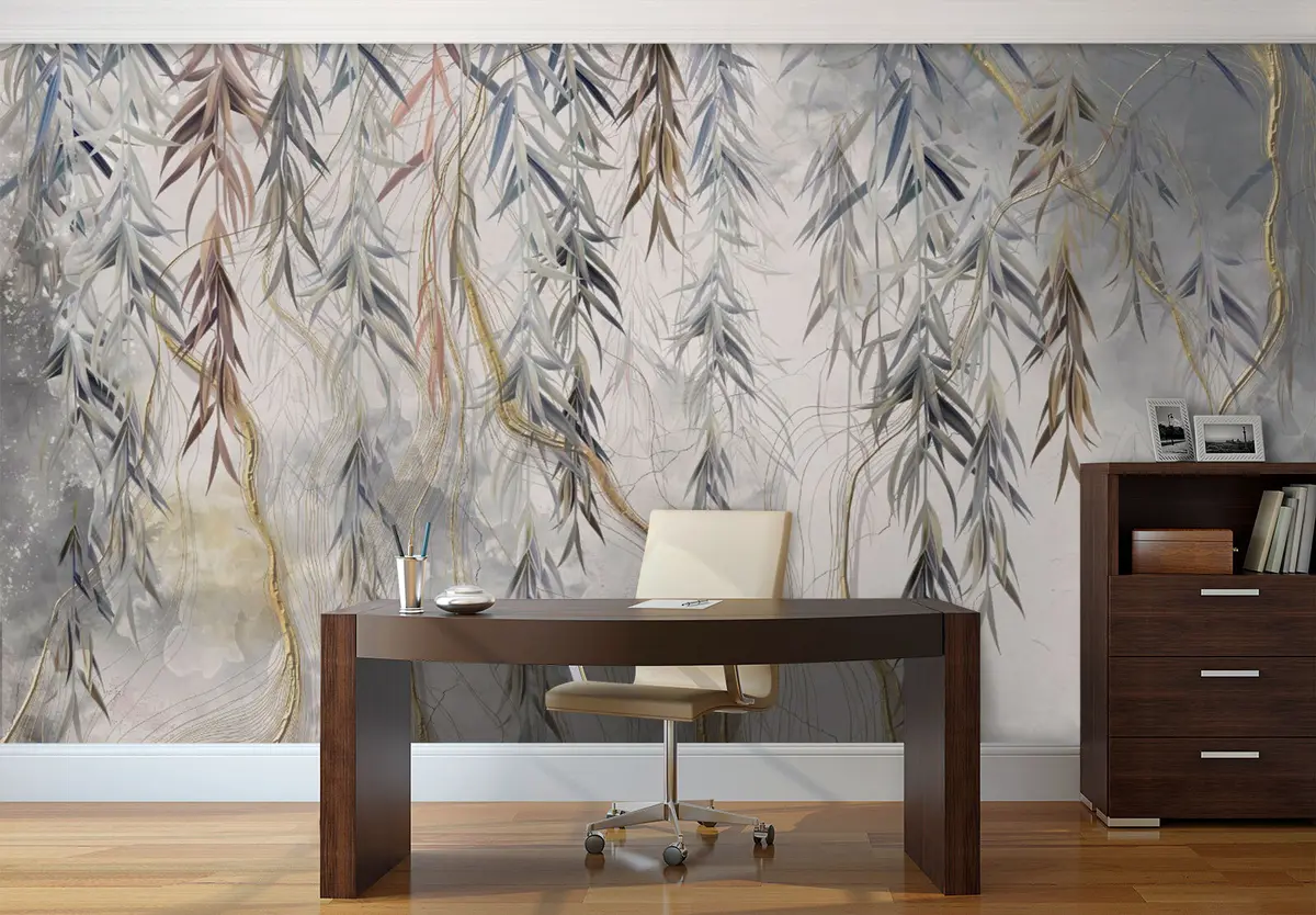 wall murals Magic marble and leaves u74185