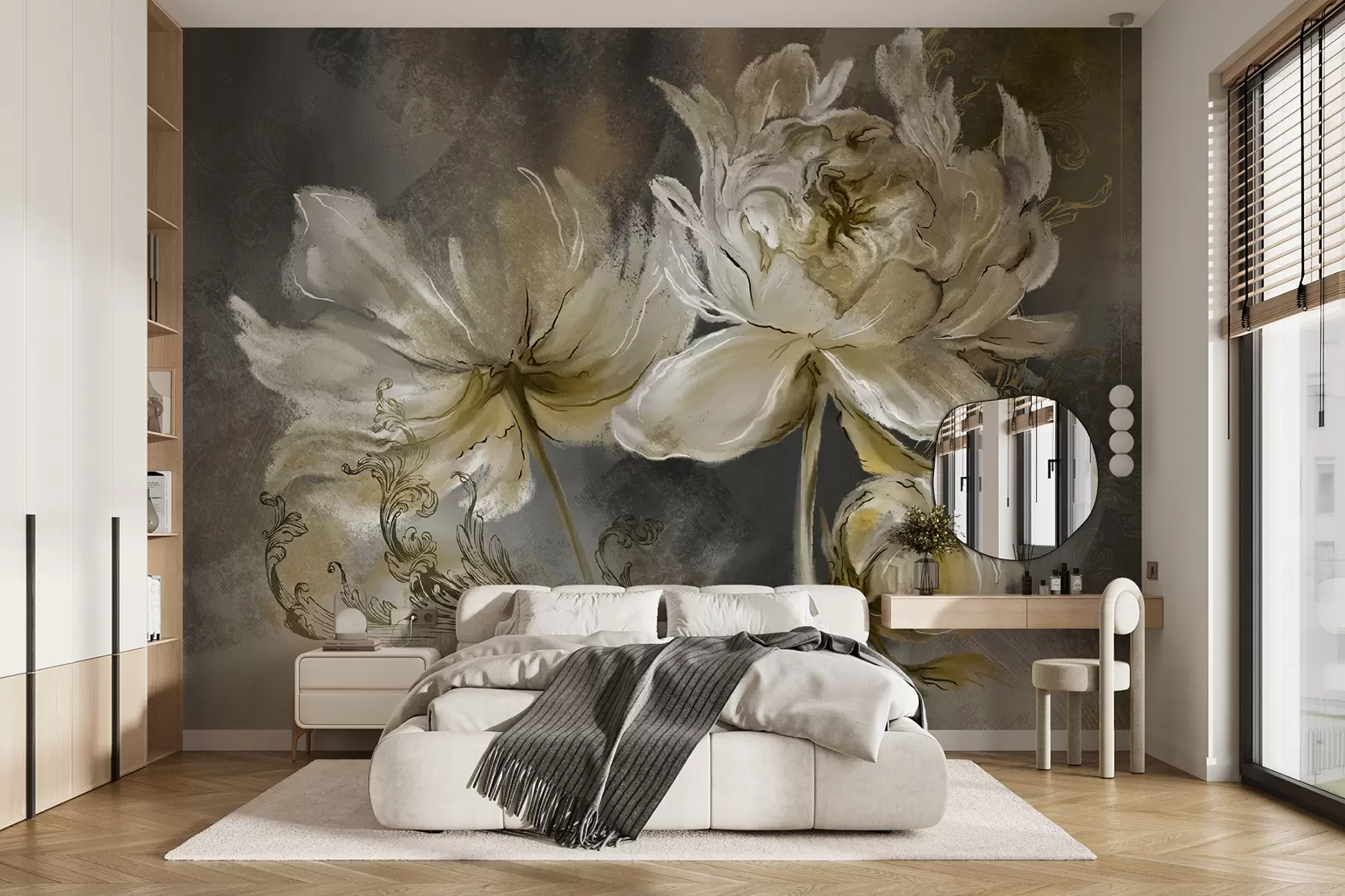 wall murals Vintage flowers on a texture background u78738