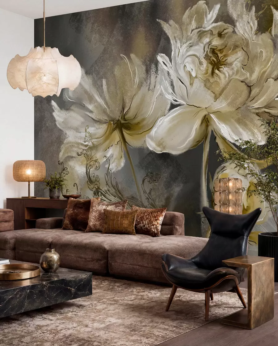 wall murals Vintage flowers on a texture background u78738