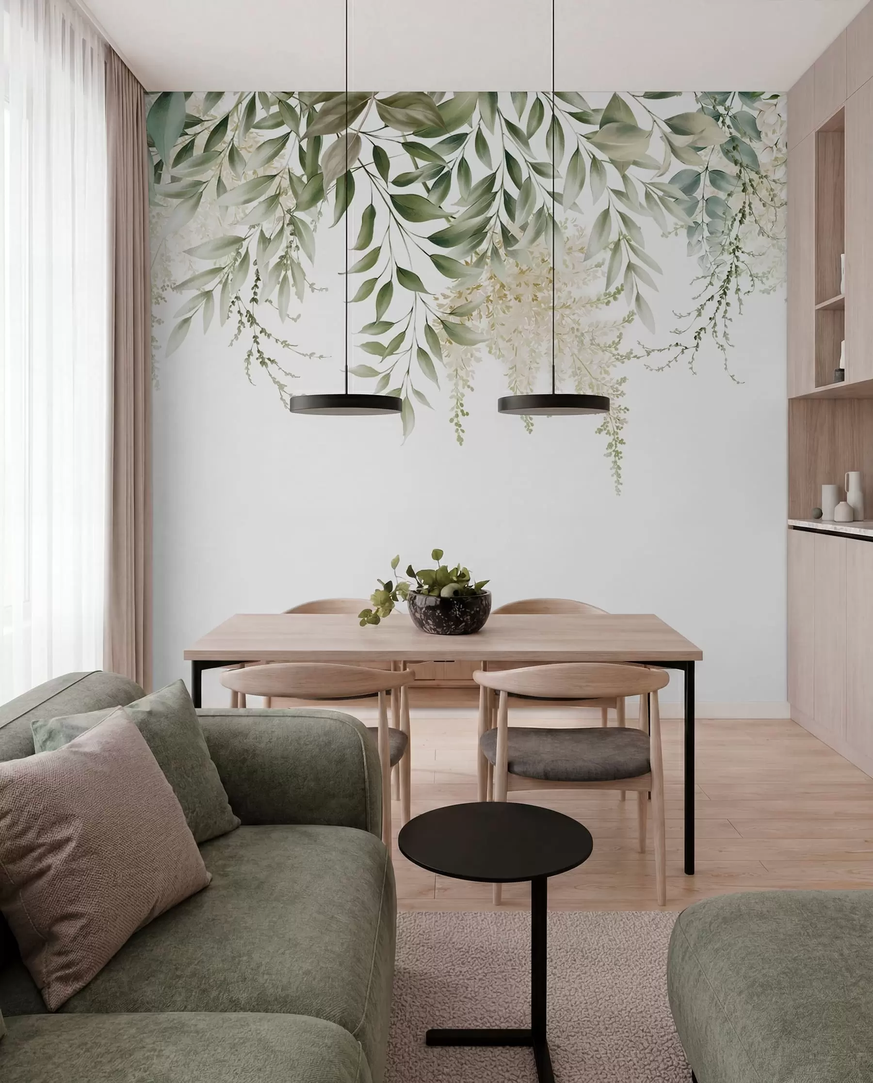 wall murals Floral Frame with watercolor greens u94197