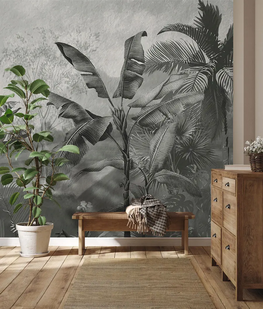 wall murals Tropical wallpaper design, banana trees, landscapes u94329