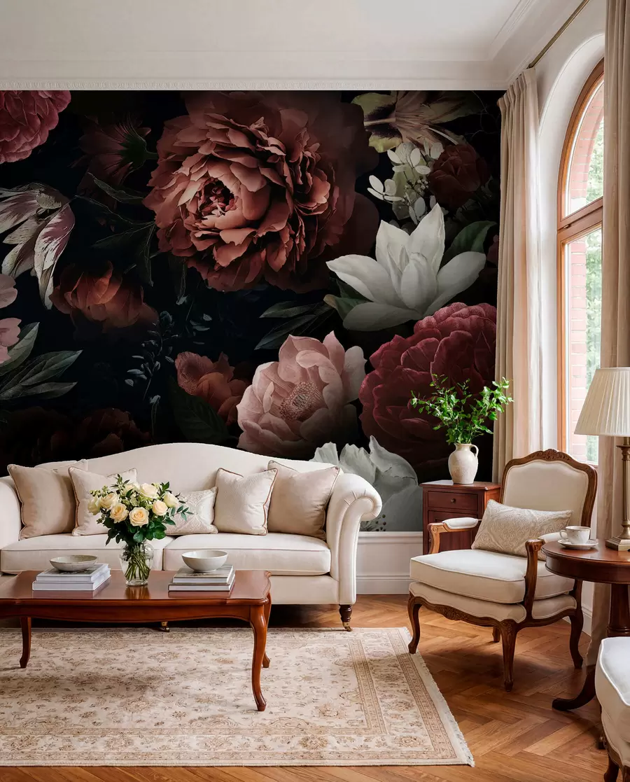 wall murals Rose design with watercolor effect u94330
