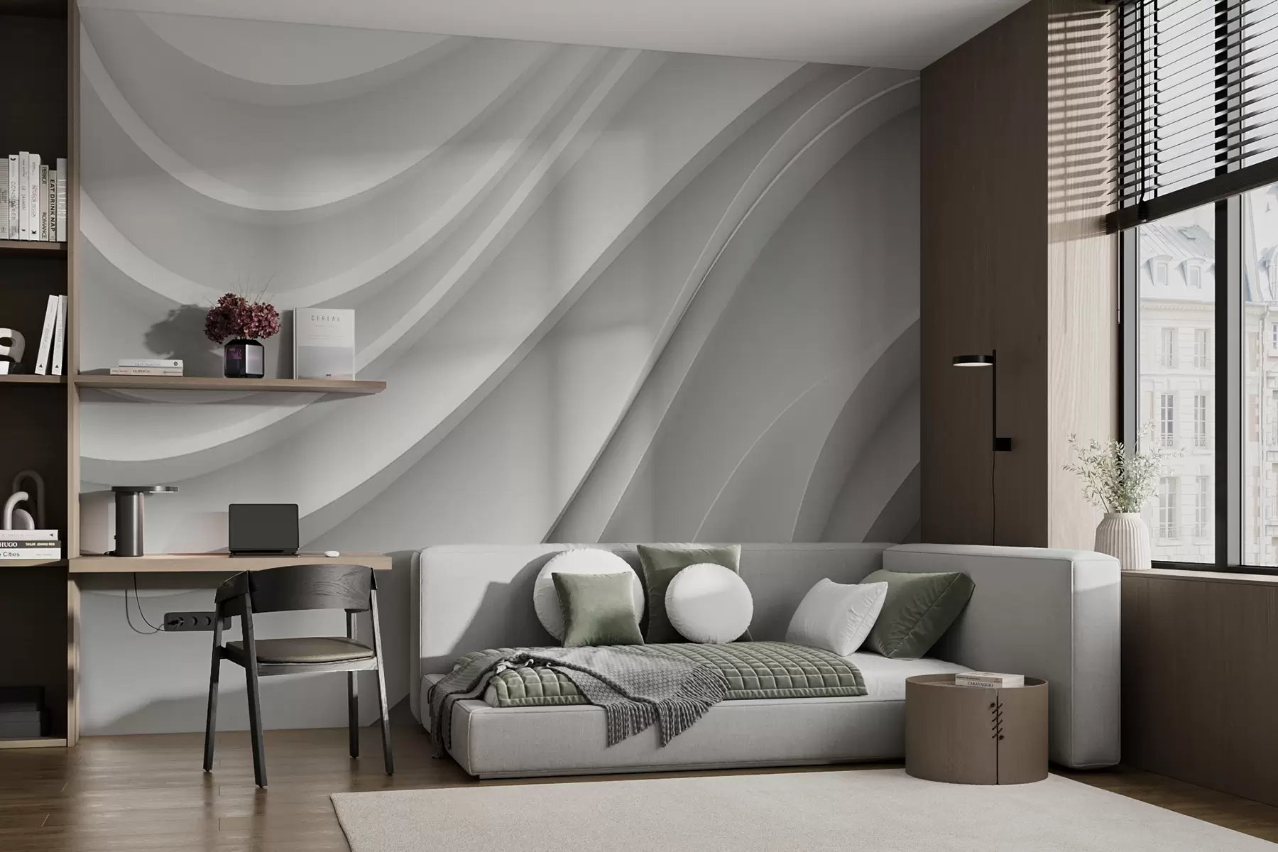 wall murals White 3d waves u94078