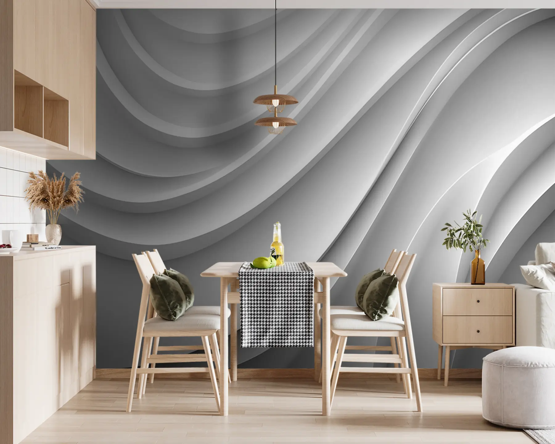 wall murals White 3d waves u94078