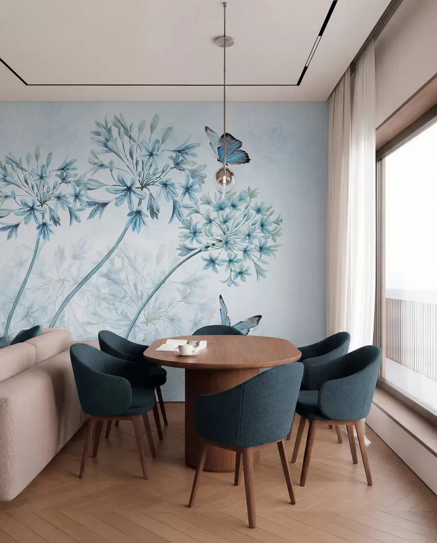 wall murals Plant, flower and blue u35495
