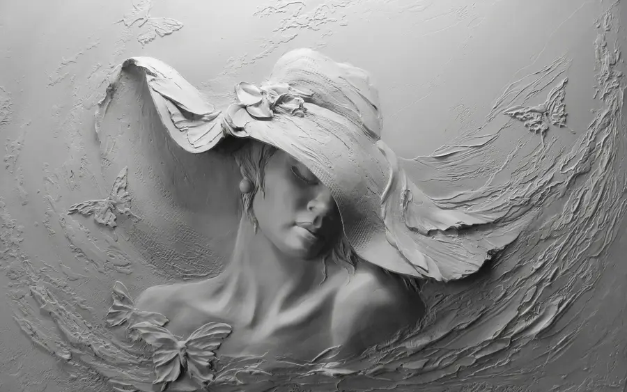 wall murals Woman in a hat 3D u62592