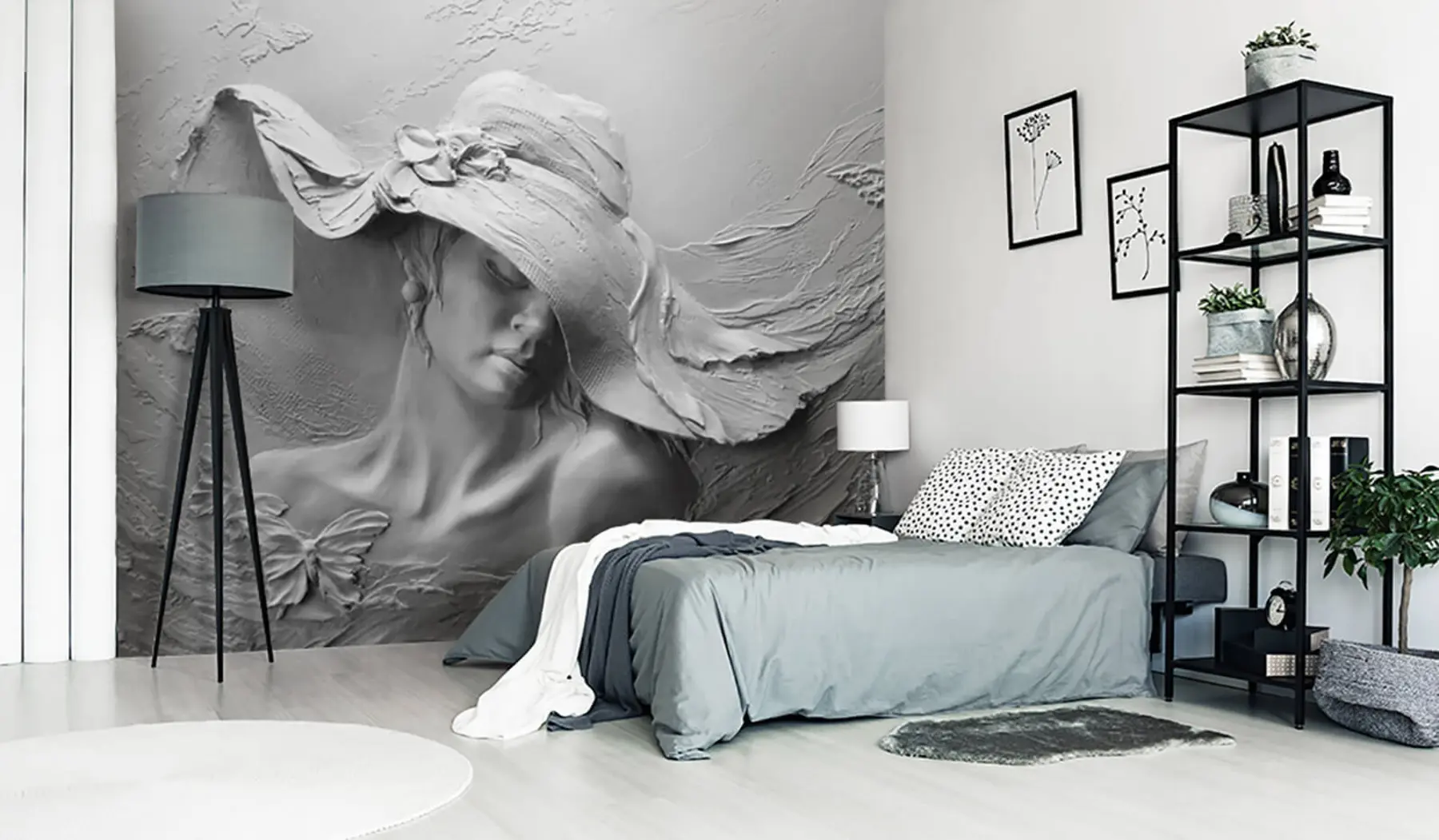 wall murals Woman in a hat 3D u62592