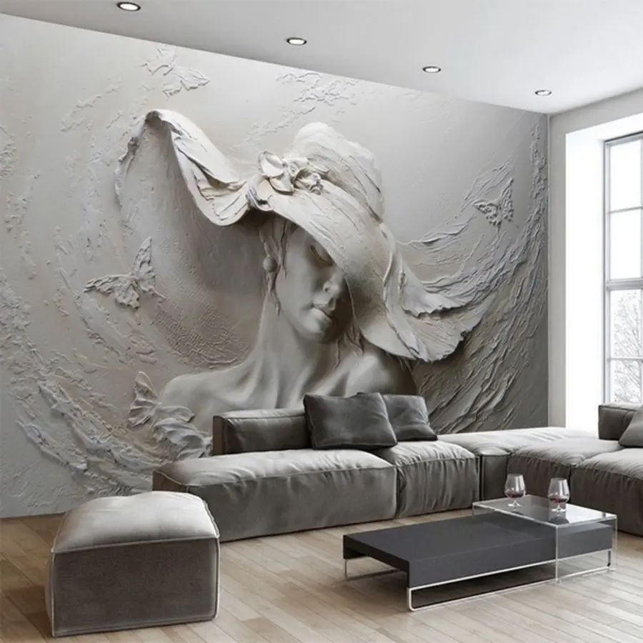 wall murals Woman in a hat 3D u62592