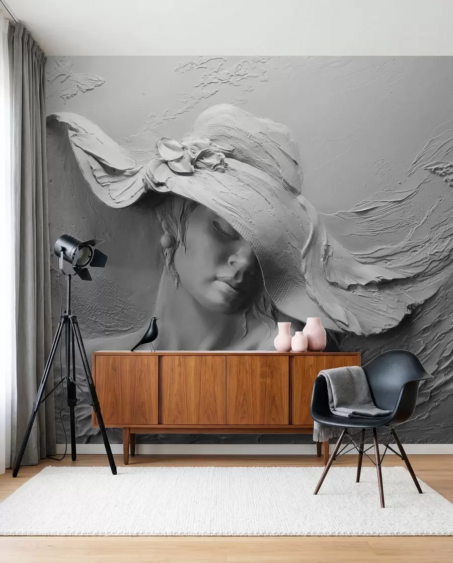 wall murals Woman in a hat 3D u62592