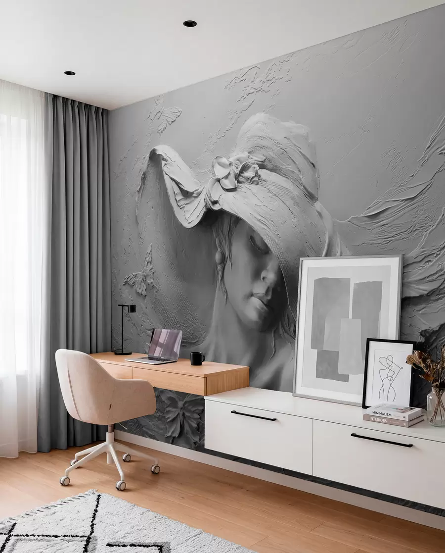 wall murals Woman in a hat 3D u62592