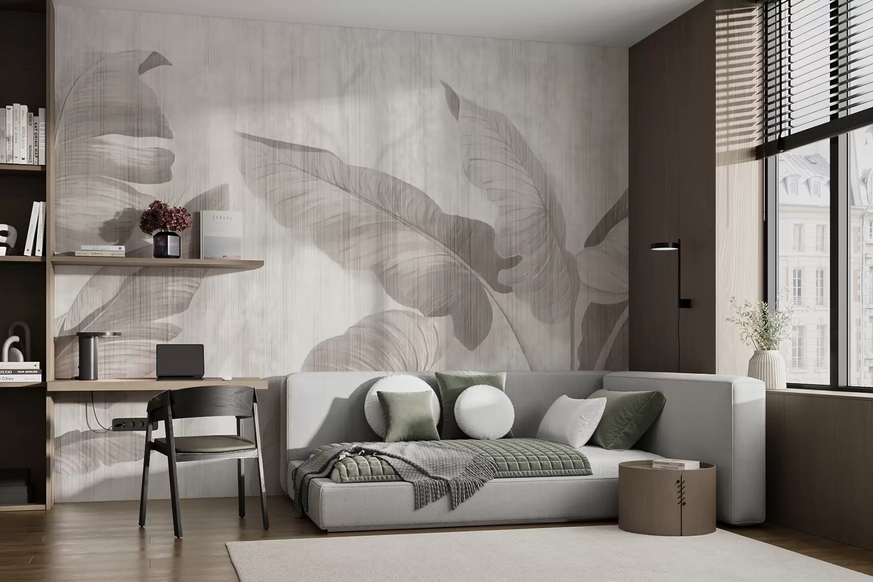 wall murals Tropical leaves in grunge style u00299