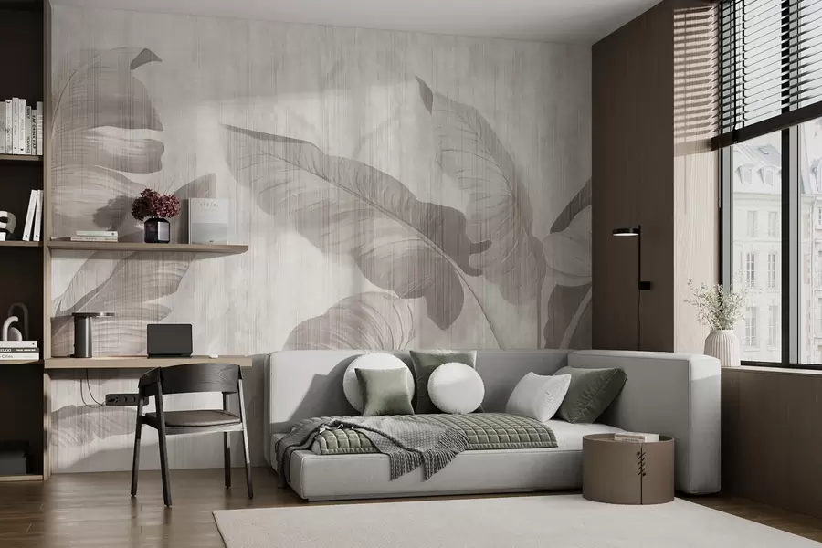 wall murals Tropical leaves in grunge style u00299