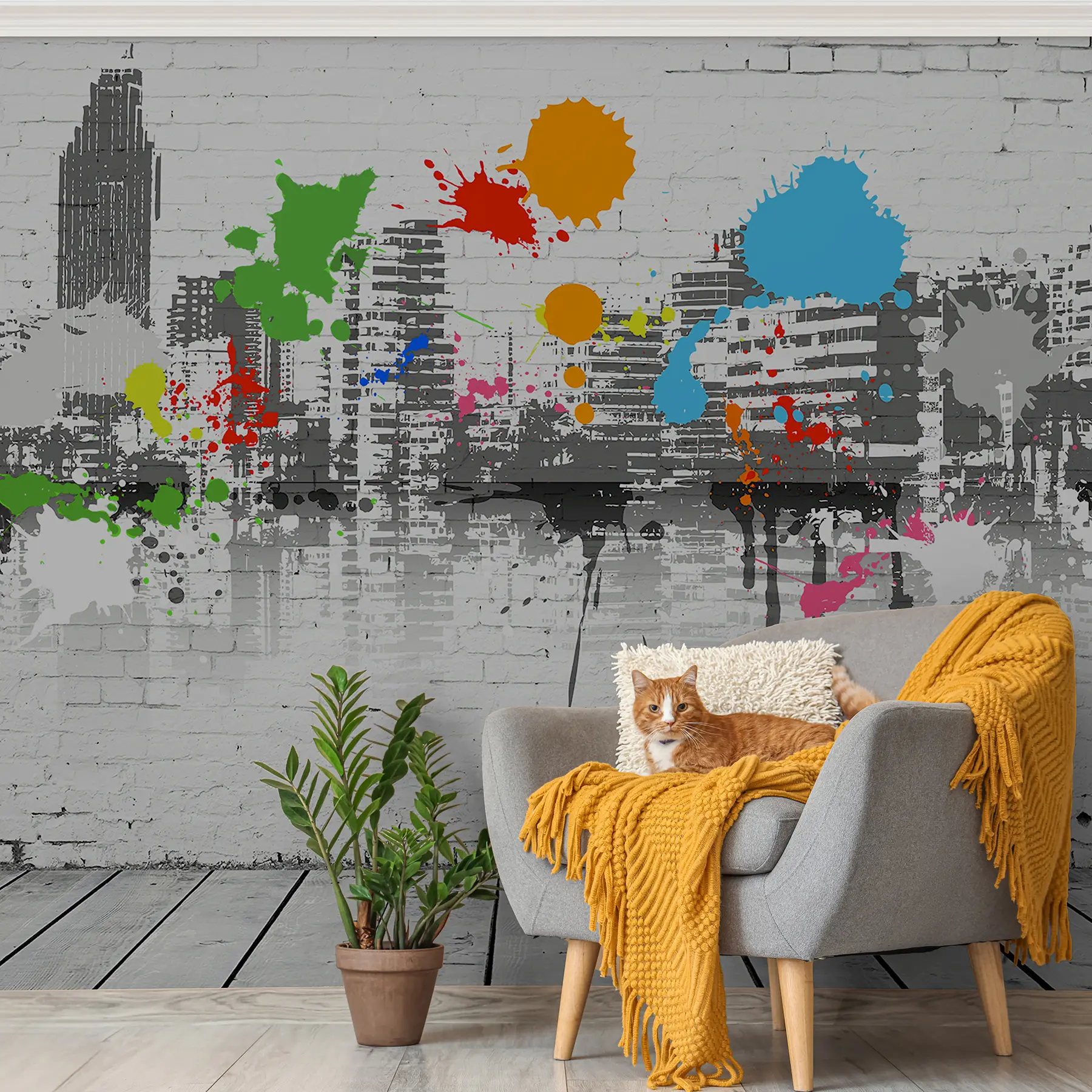 wall murals City on the wall, urban style u03450