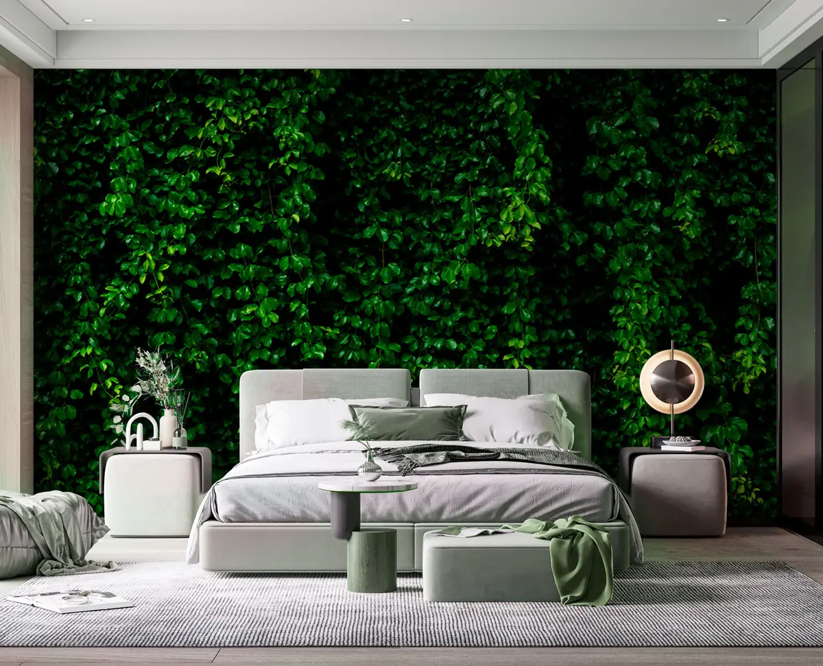 wall murals dark green tropical leaf u94381