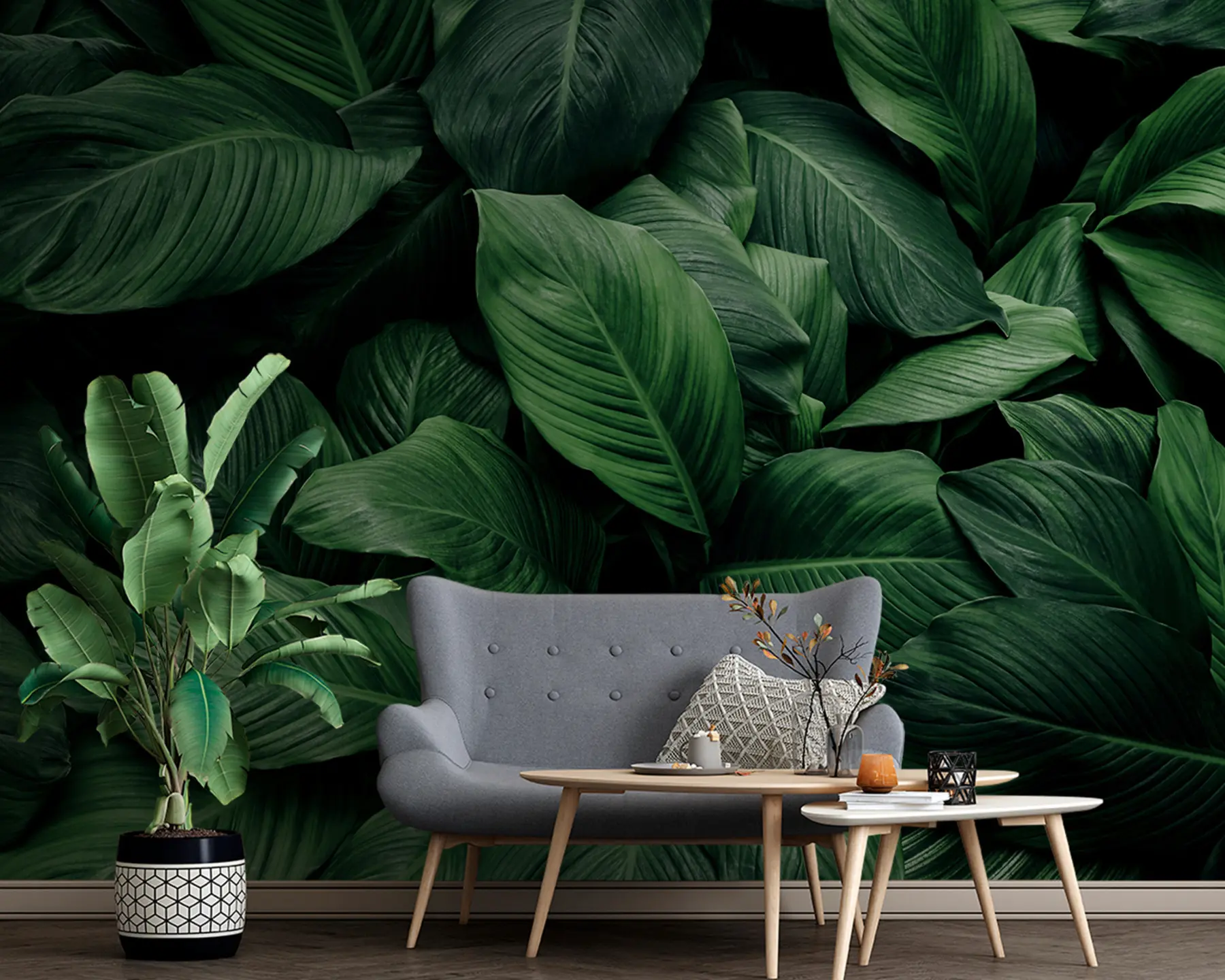 wall murals Abstract tropical leaves u75827