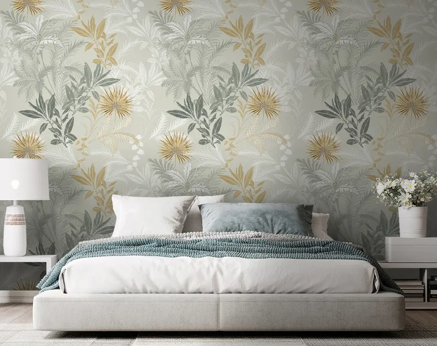 wall murals pattern with leaves u94468