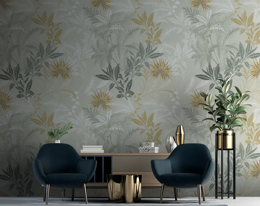 wall murals pattern with leaves u94468