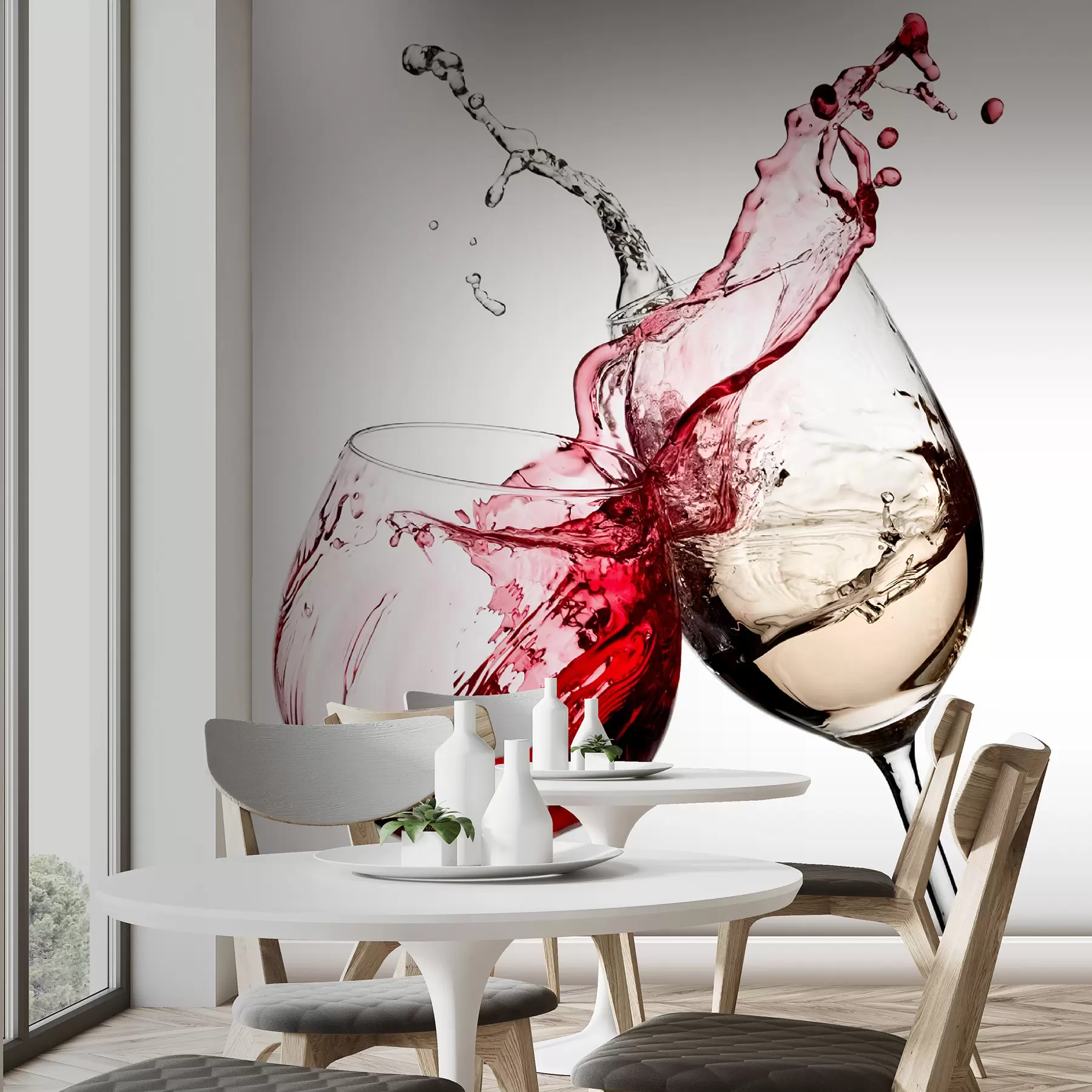wall murals White and red wine in glasses u75563