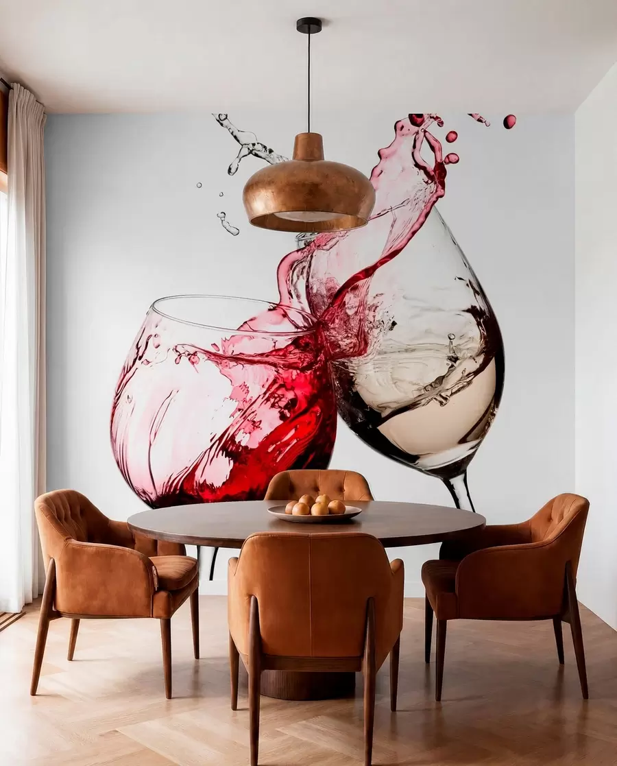 wall murals White and red wine in glasses u75563