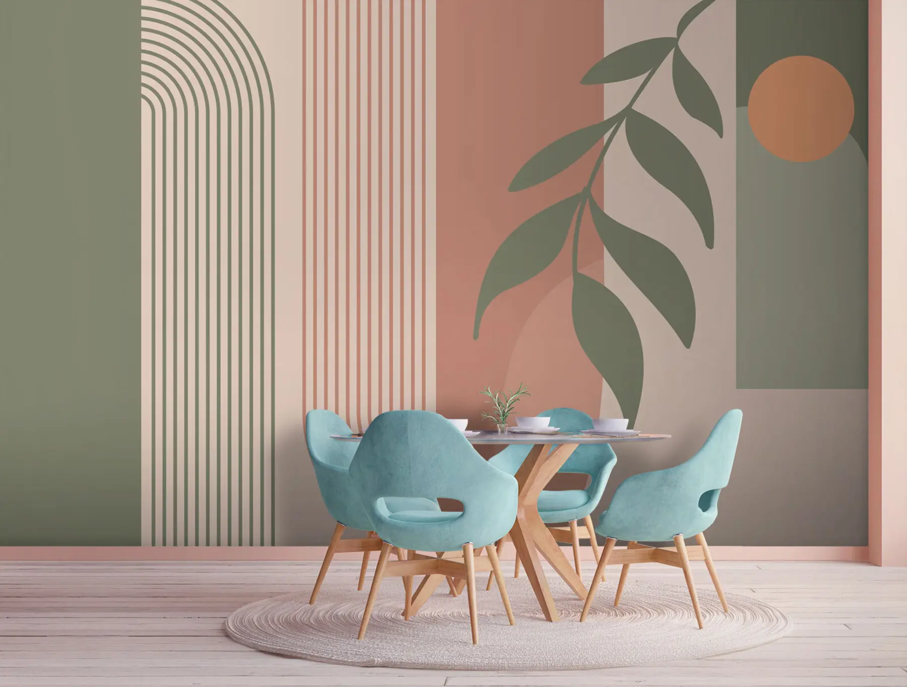 wall murals Arches and decorative elements in boho style u94153