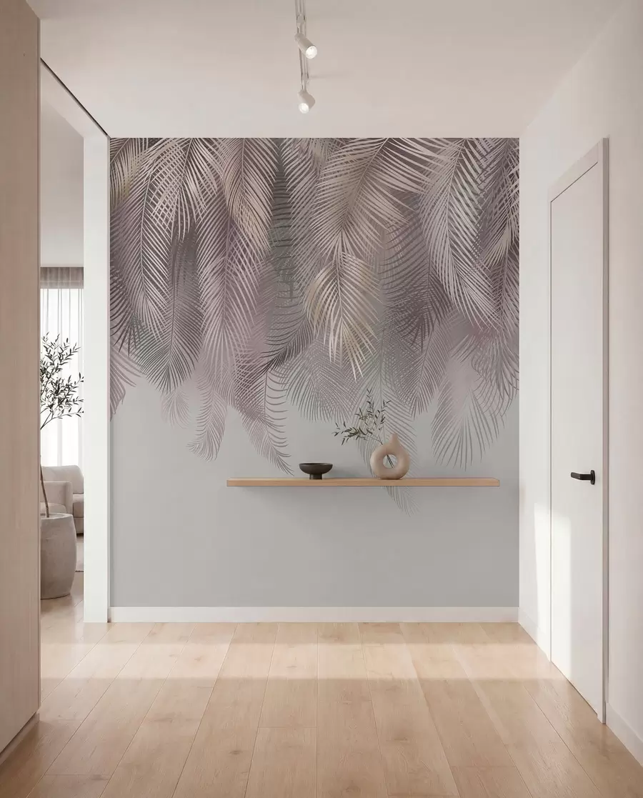 wall murals Pink palm leaves u94375