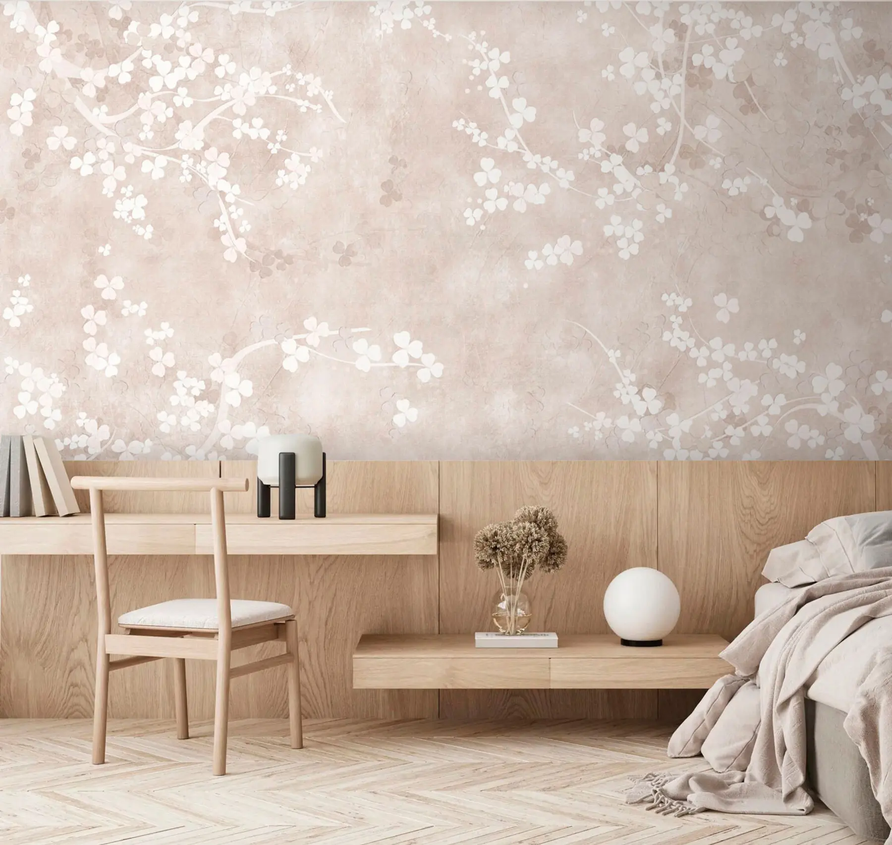 wall murals White fragile twigs and flowers u94458