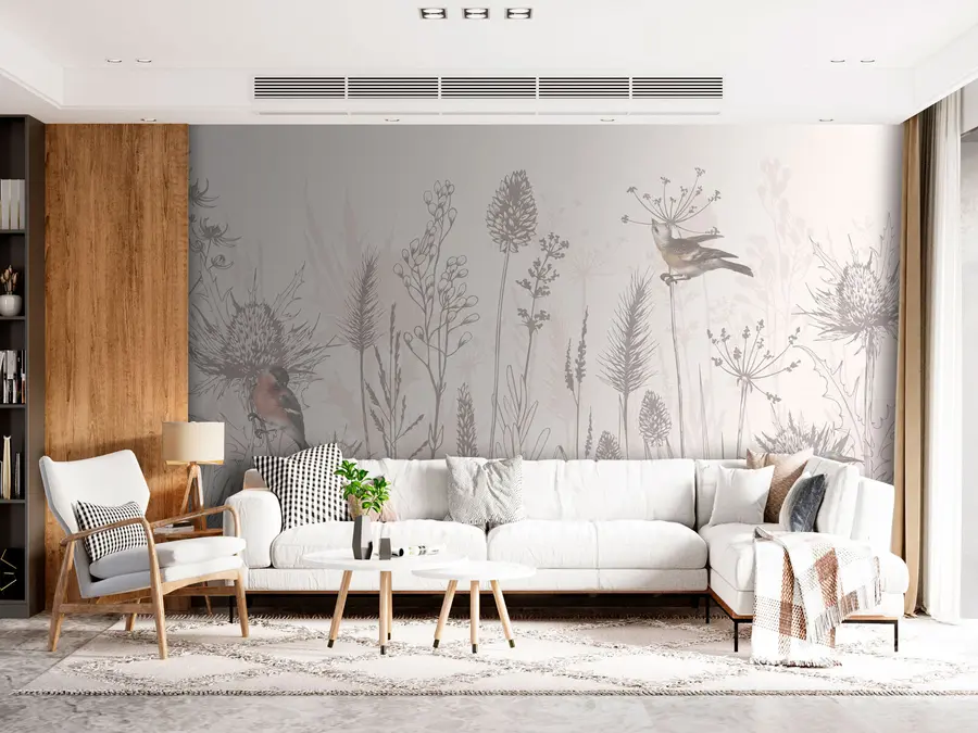 wall murals Little birds on the lawn u94459