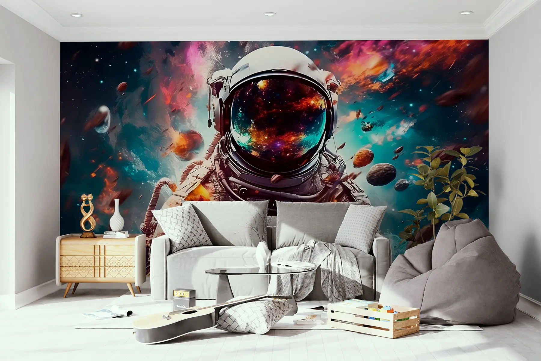 wall murals Cosmonaut on the background of the universe u95147
