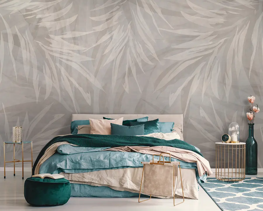 wall murals Leaves on a pastel background u95013