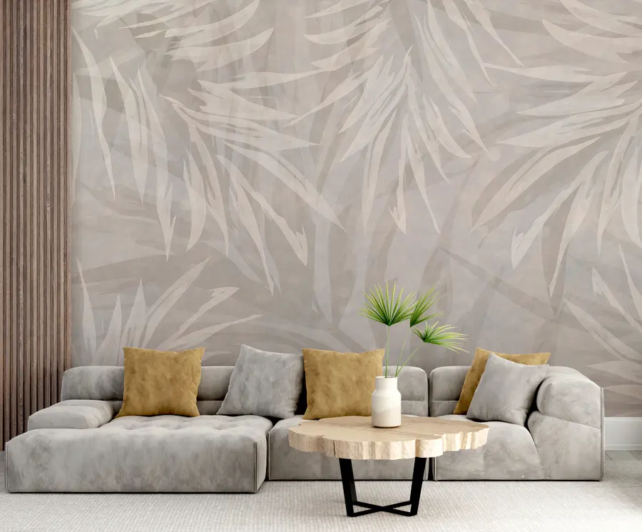 wall murals Leaves on a pastel background u95013