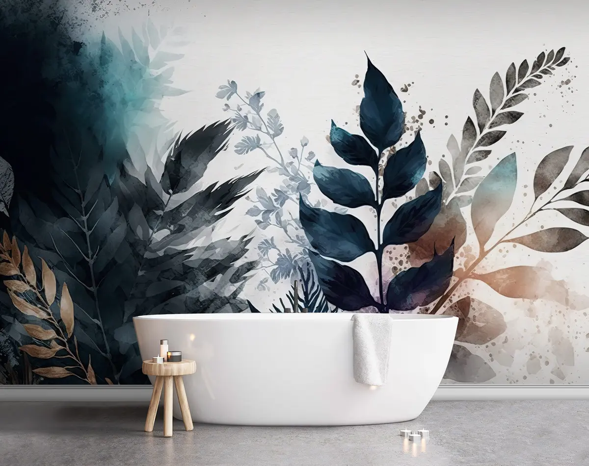 wall murals Watercolor leaves u75436