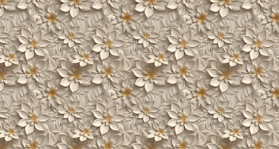 wall murals Scattering of white flowers with a 3D effect u95251